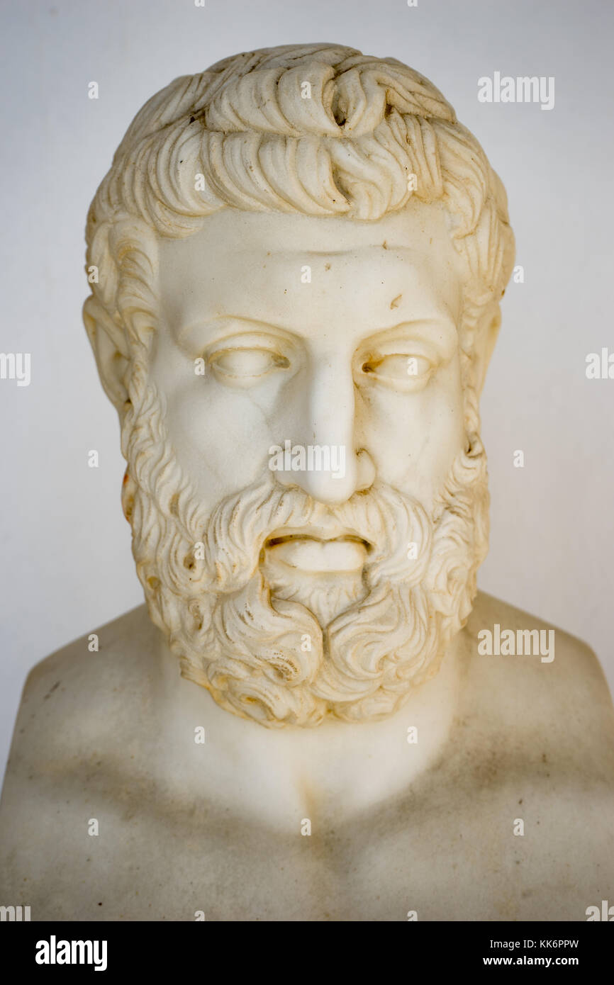 Philosopher bust placed in Achillion Palace, Corfu, Greece Stock Photo