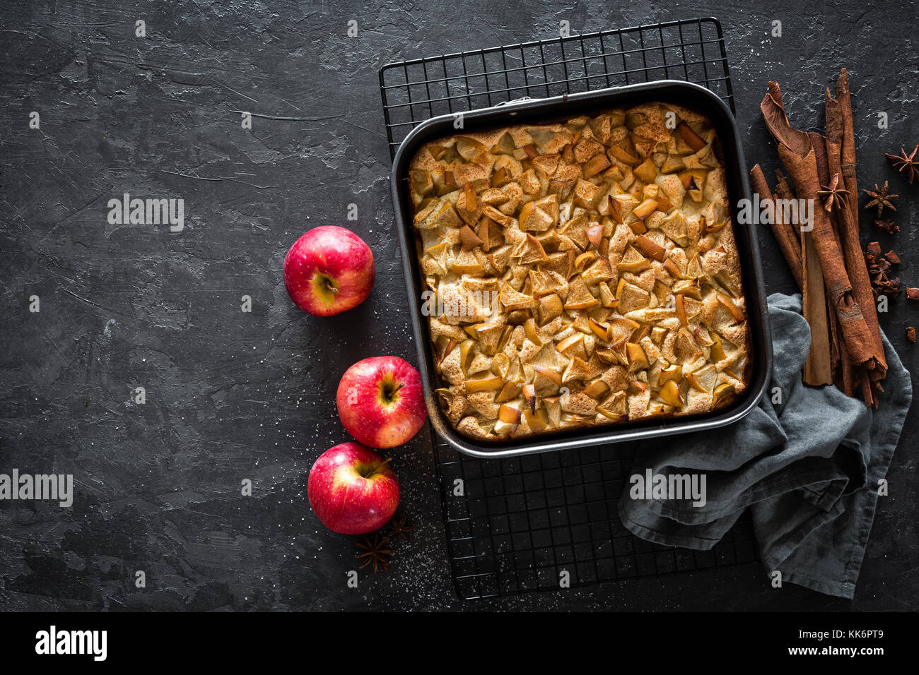Apple pie with cinnamon, top view Stock Photo - Alamy Apple pie with cinnamon, top view Stock Photo - Alamy