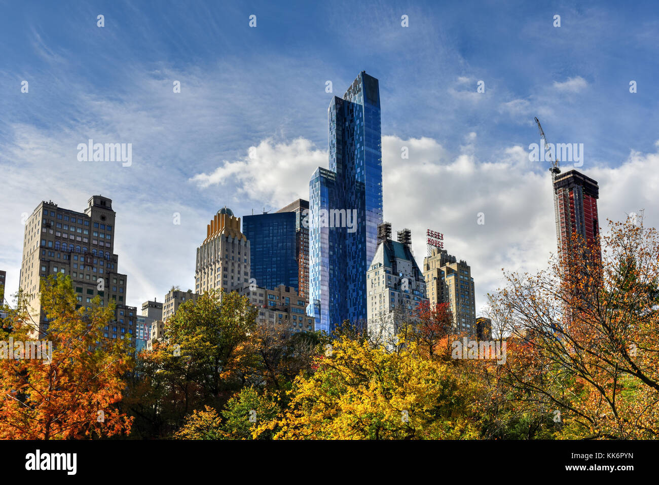 View of Central Park South in New York City in the Autumn Stock Photo