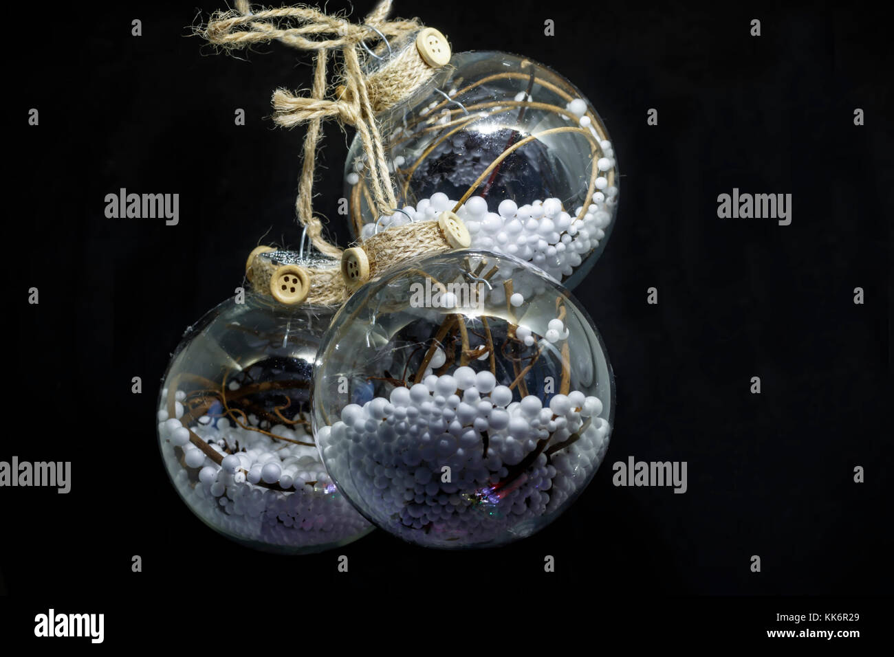 Handmade transparent Christmas balls Stock Photo