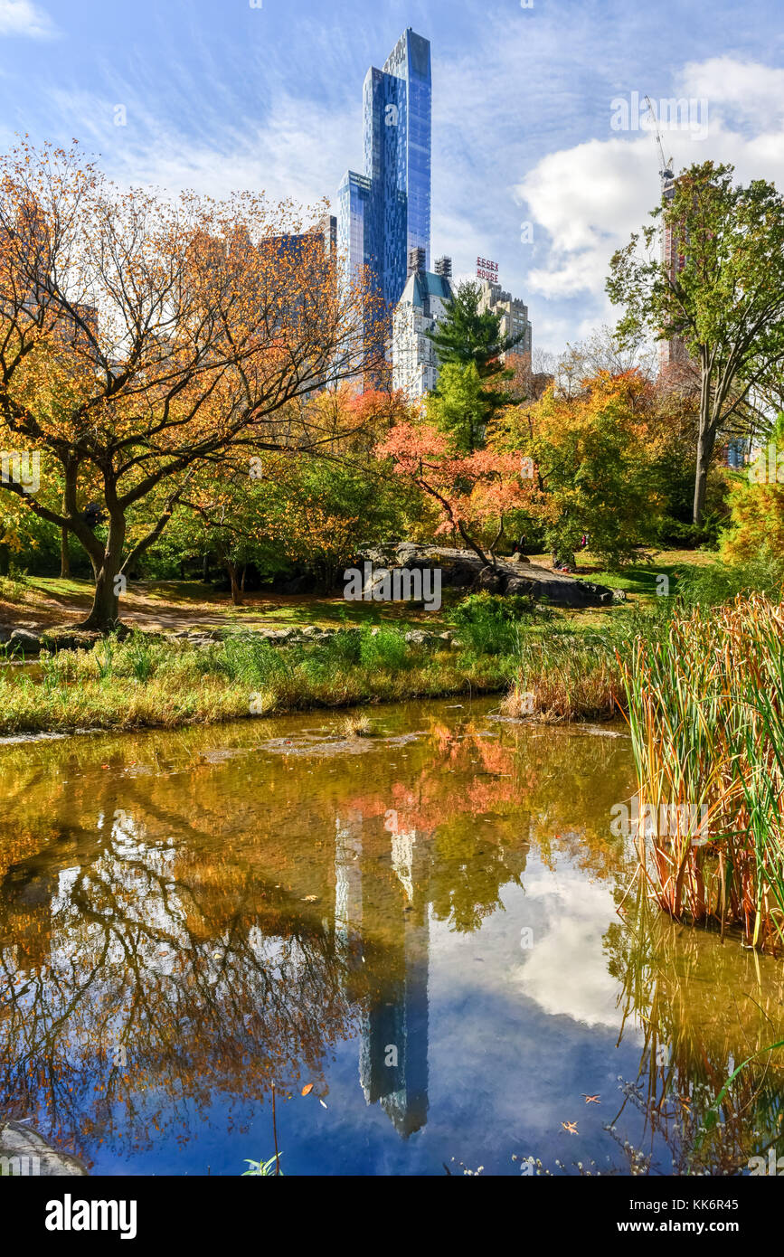 View of Central Park South in New York City in the Autumn Stock Photo