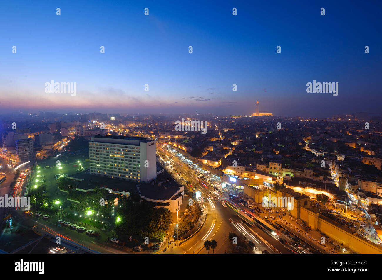 Night view of the twin towers in casablanca Stock Photo - Alamy