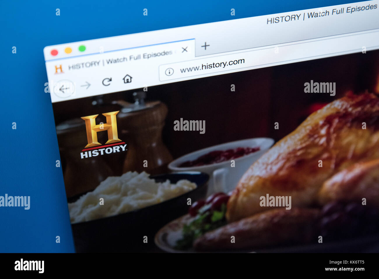 LONDON, UK - NOVEMBER 22ND 2017: The homepage of the official website for the HISTORY channel - the American digital cable and satellite television ne Stock Photo