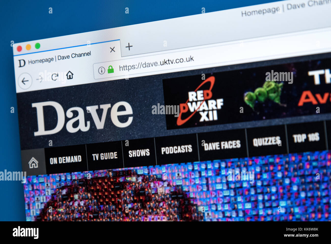 LONDON, UK - NOVEMBER 22ND 2017: The homepage of the official website for  the Dave TV channel - the British television channel owned by UKTV, on 22nd  Stock Photo - Alamy