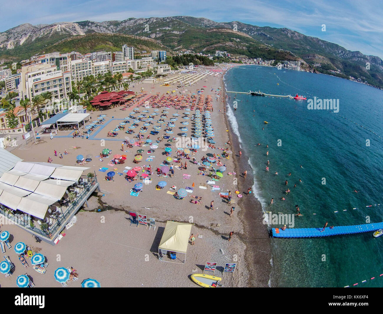 Aerial view of Becici beach in Budva town, Montenegro Stock Photo - Alamy