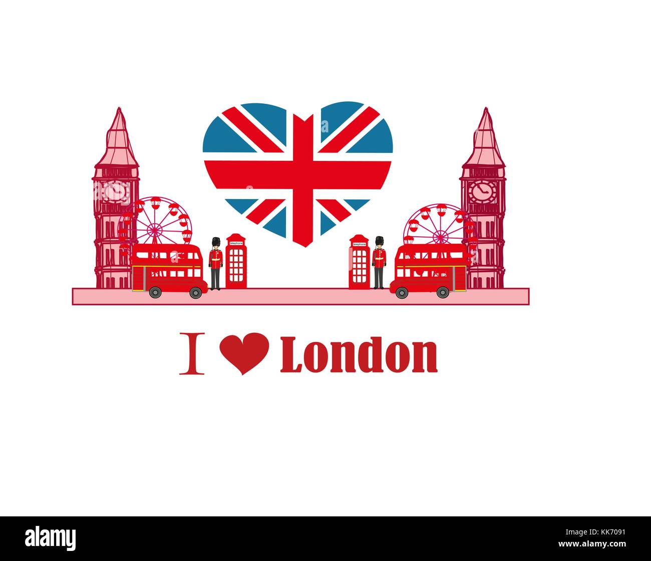 Card with icons of London Stock Vector