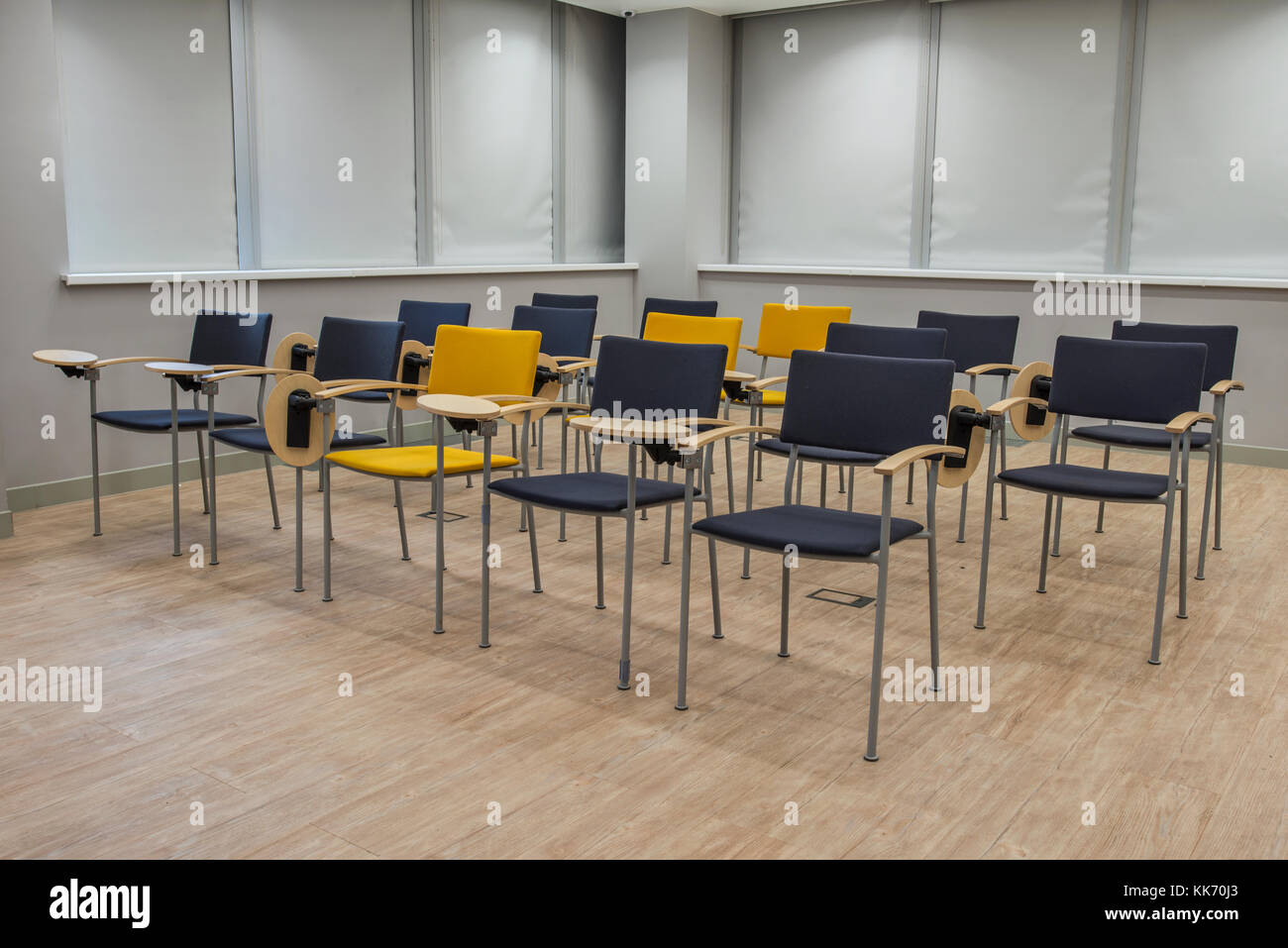 Empty White Classroom Background with Green Chalkboard Table and Seat on  Wooden Floor. Education and Back To School Concept Stock Illustration -  Illustration of education, classroom: 220056564