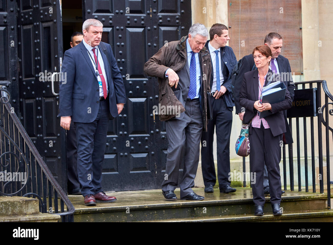 Thames Water employees and members of the company's legal team leave Aylesbury Crown Court . The utility was fined £20m for illegally discharging raw sewage into the Thames river Stock Photo