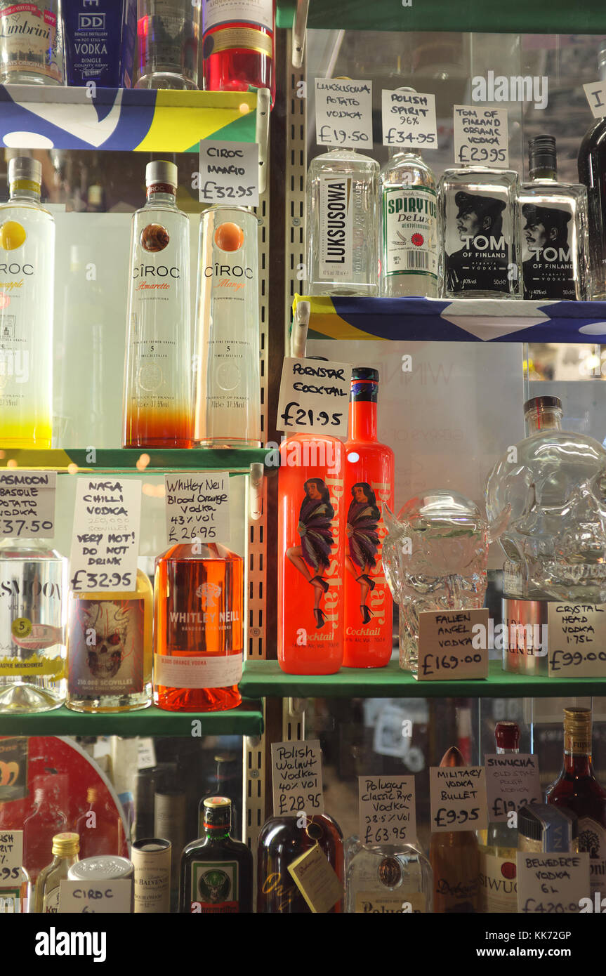 Bottles of alcoholic drinks on display in Gerry's Wines & Spirits shop
