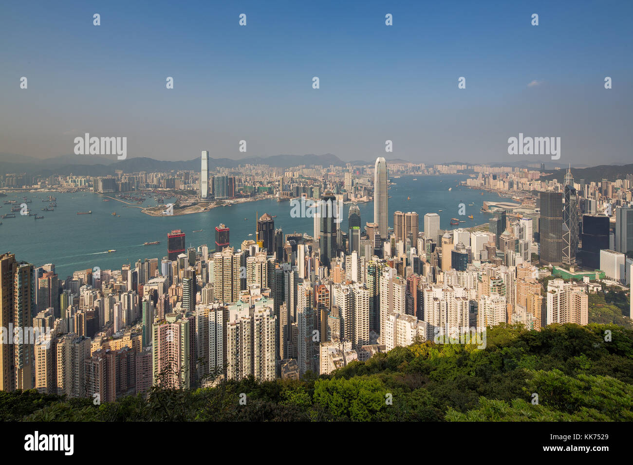 Hong Kong View from the Peak daytime Stock Photo