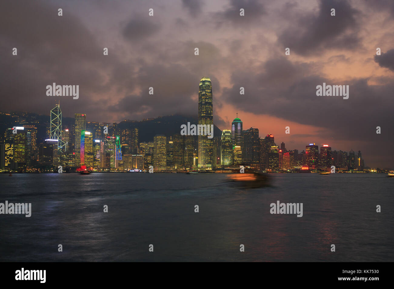 Hong Kong Victoria Harbour at sunset Stock Photo - Alamy