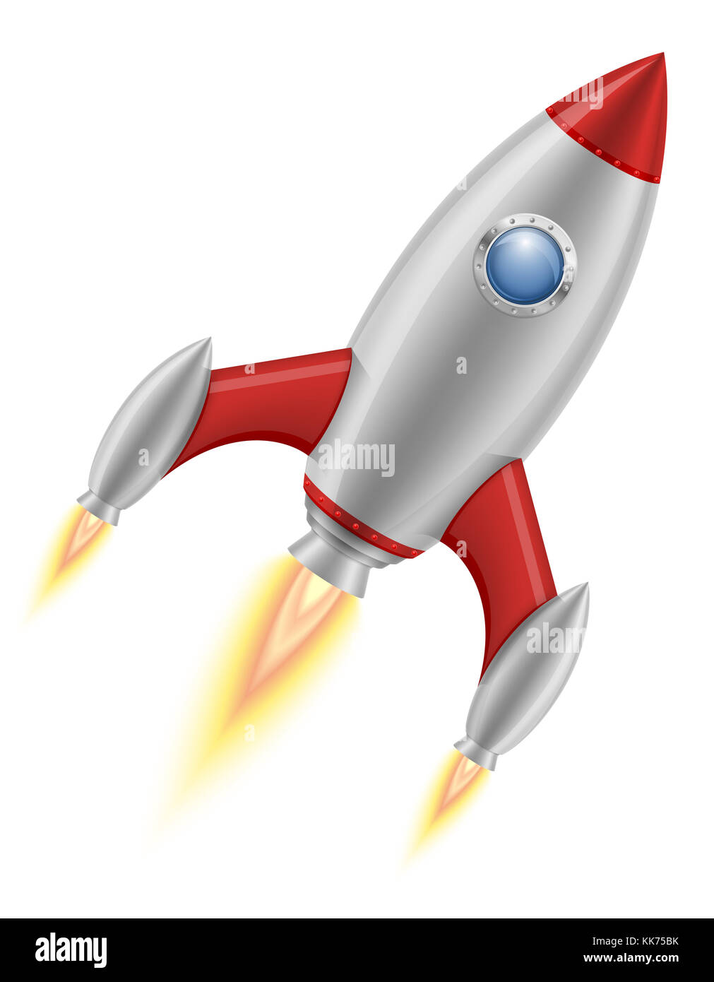 space rocket retro spaceship vector illustration isolated on white ...