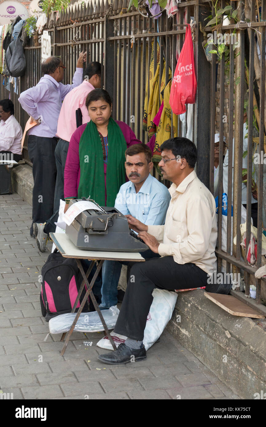 Legal document typist in street outside Bombay High Court in Mumbai