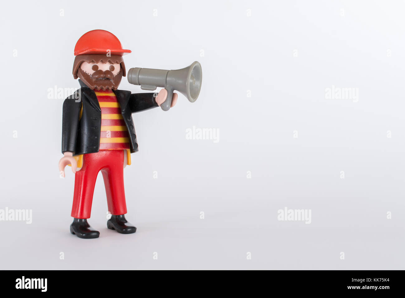 Playmobil man + loudhailer. For getting the message, promoting your  message, hard of hearing, better communication, lone voice, workers on  strike Stock Photo - Alamy