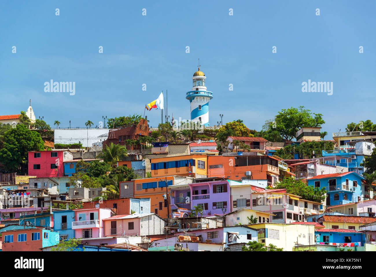 Pier & Lighthouse Hill - Guayaquil Stock Photo