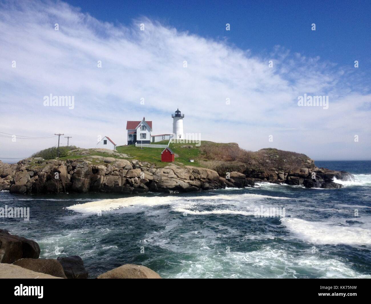 Goat Island Light, Cape Porpoise Harbor Stock Photo