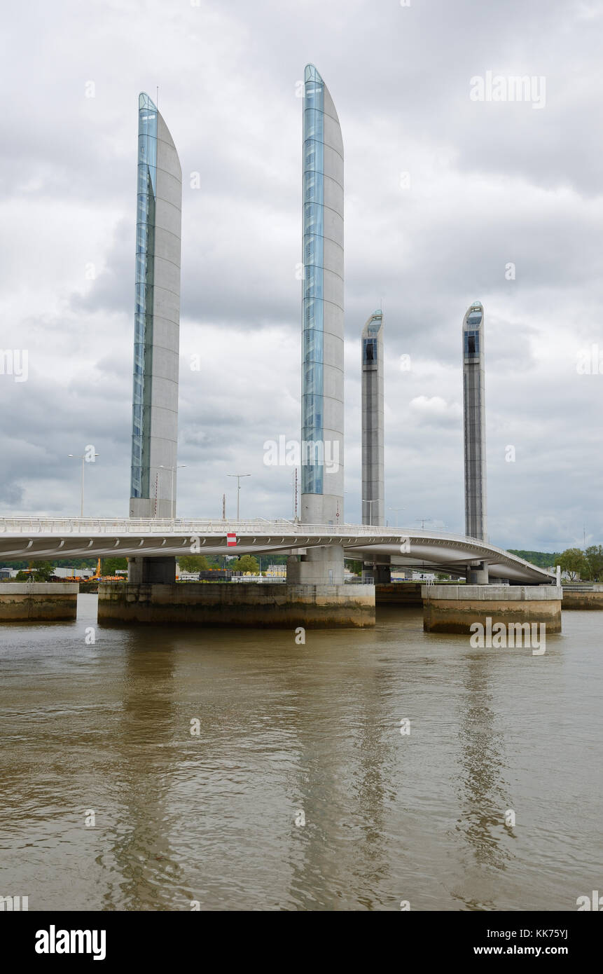 Modern movable bridge in the French city Bordeaux Stock Photo