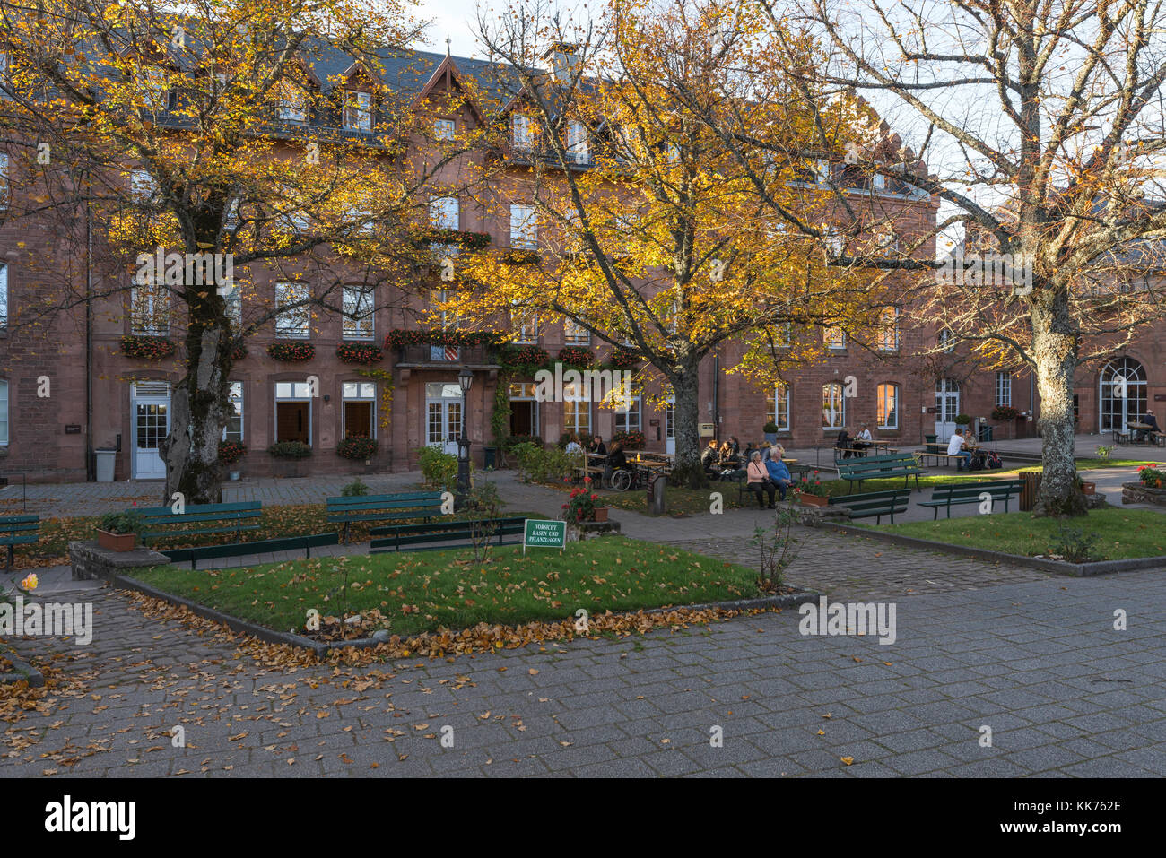 Mont Sainte-Odile Abbey, also known as Hohenburg Abbey, Mont Sainte-Odile, in German Odilienberg, peak in the Vosges Mountains, Alsace, France Stock Photo