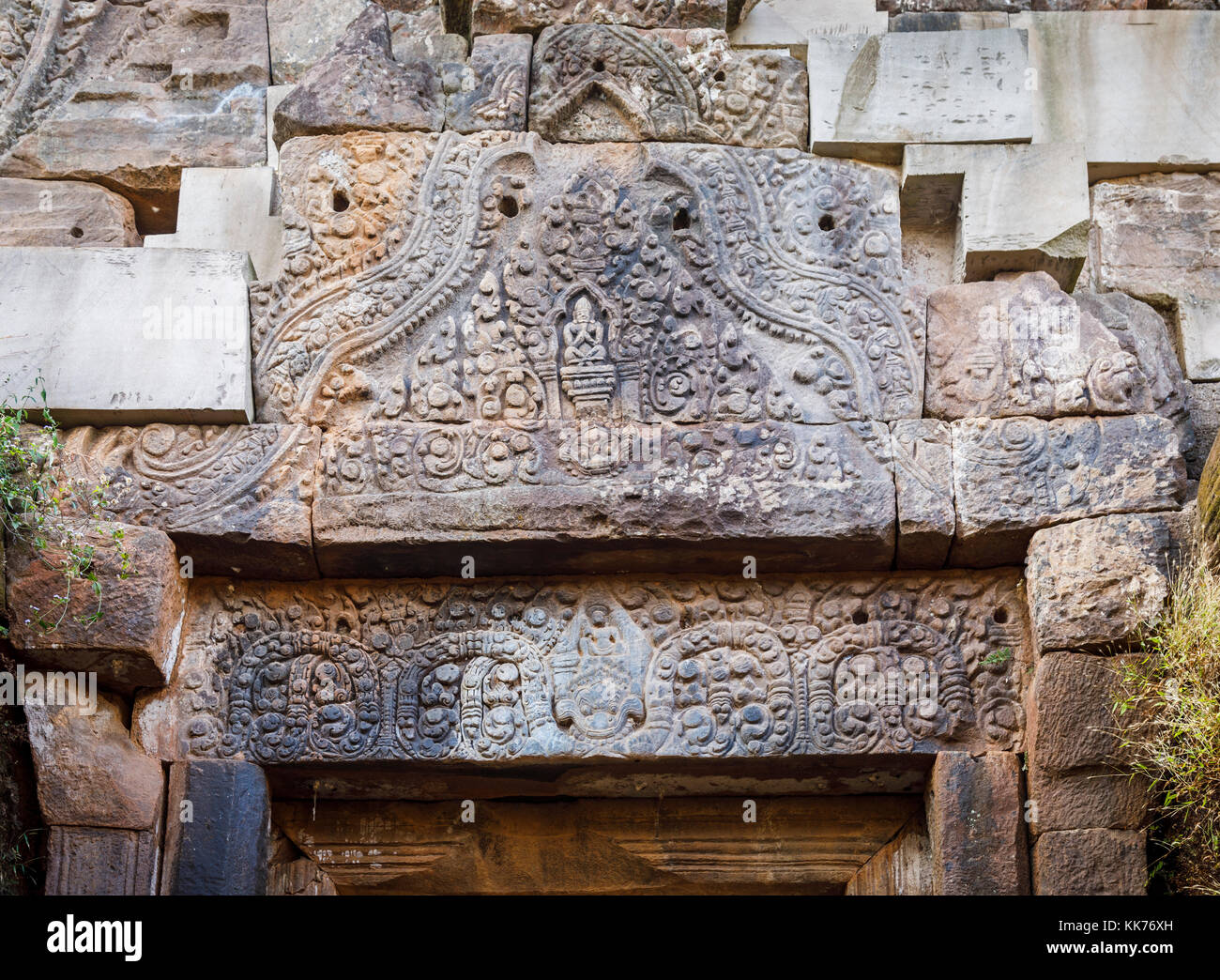 The ruins of the pre-Angkorian Khmer Hindu temple of Wat Phou, Champasak Province, Laos, southeast Asia Stock Photo