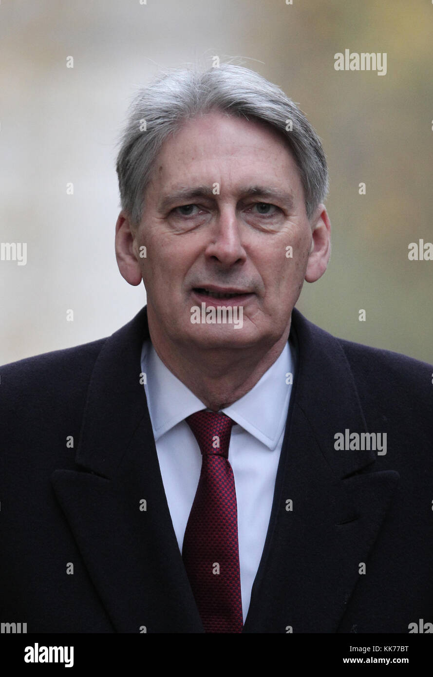London, UK. 28th November, 2017. Philip Hammond Chancellor of the Exchequer attends the weekly cabinet meeting in Downing street, London Stock Photo