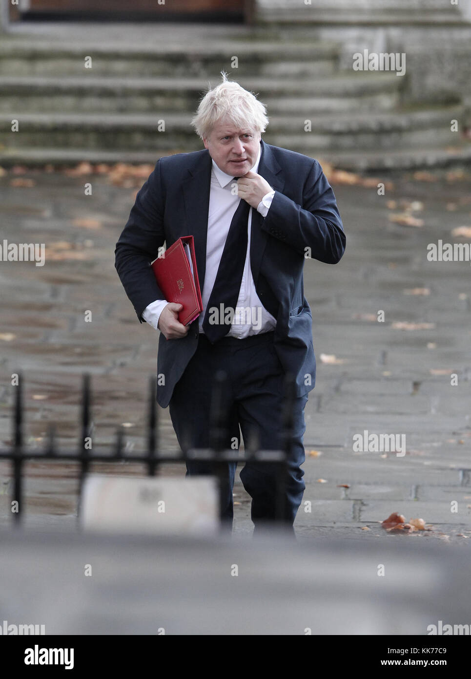 London, UK. 28th November, 2017. Boris Johnson, Secretary of State for Foreign and Commonwealth Affairs attends the weekly cabinet meeting in Downing  Stock Photo