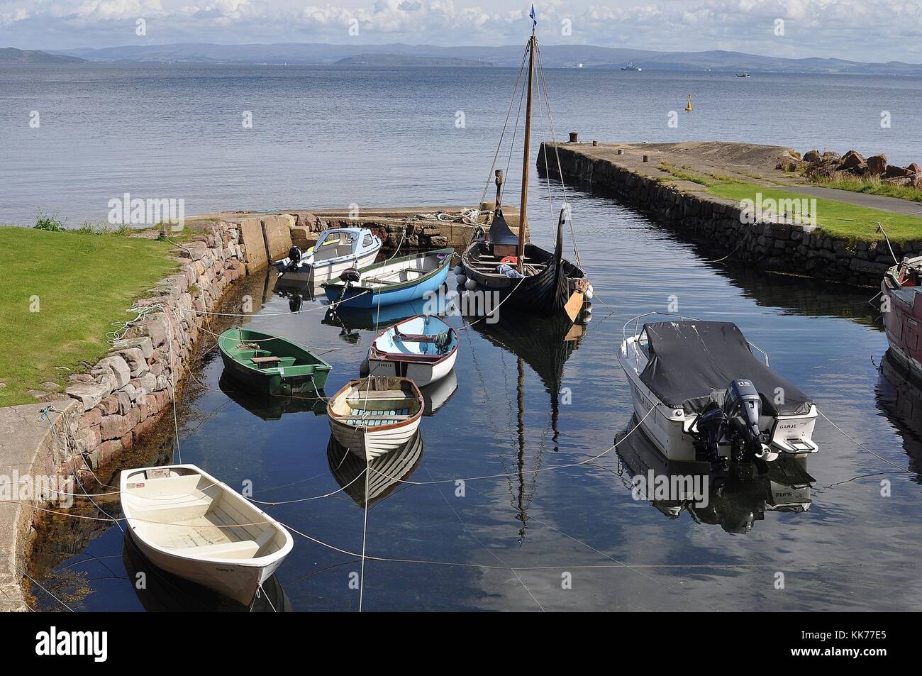 SMALL HARBOUR AT CORRIE, ISLE OF ARRAN, SCOTLAND Stock Photo