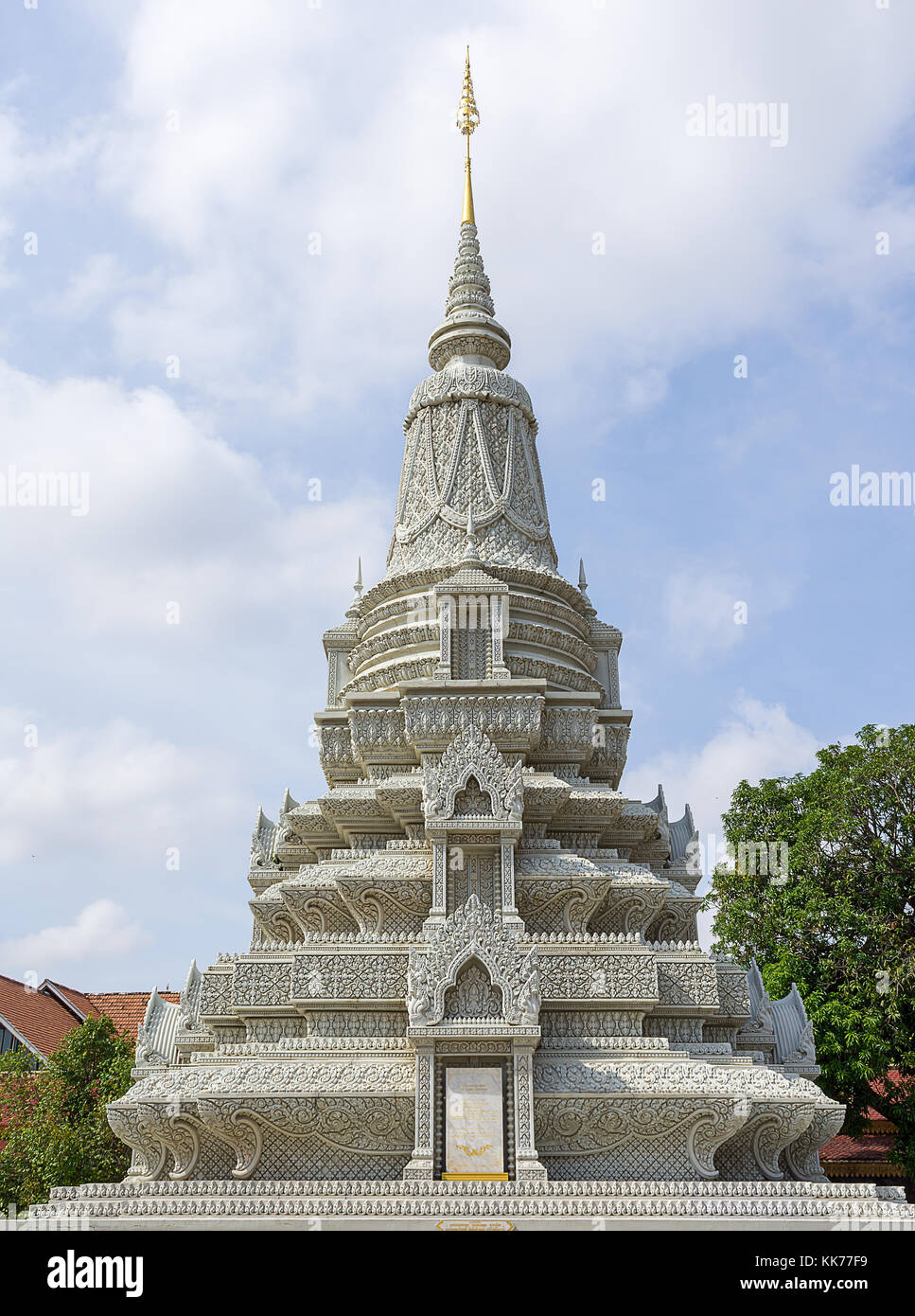 A white stupa in the Royal Palace complex in Phnom Penh, Cambodia. Stock Photo