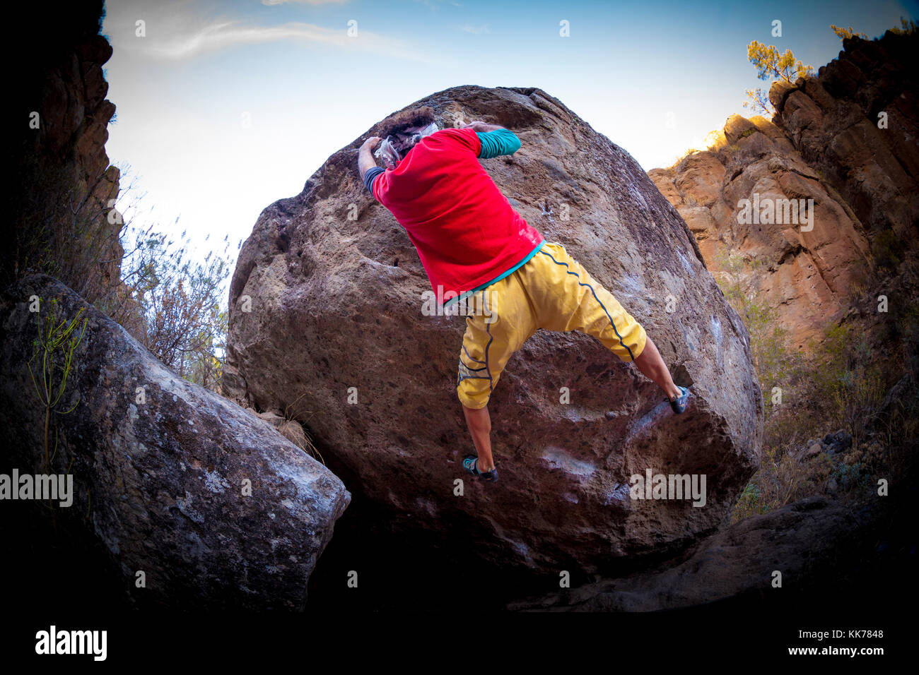 boulder climbing in Arico (Tenerife island Stock Photo Alamy