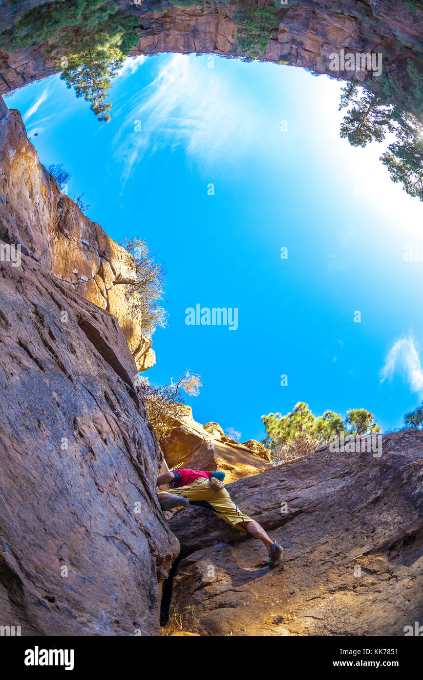 rock climbing in Arico (Tenerife island Stock Photo Alamy