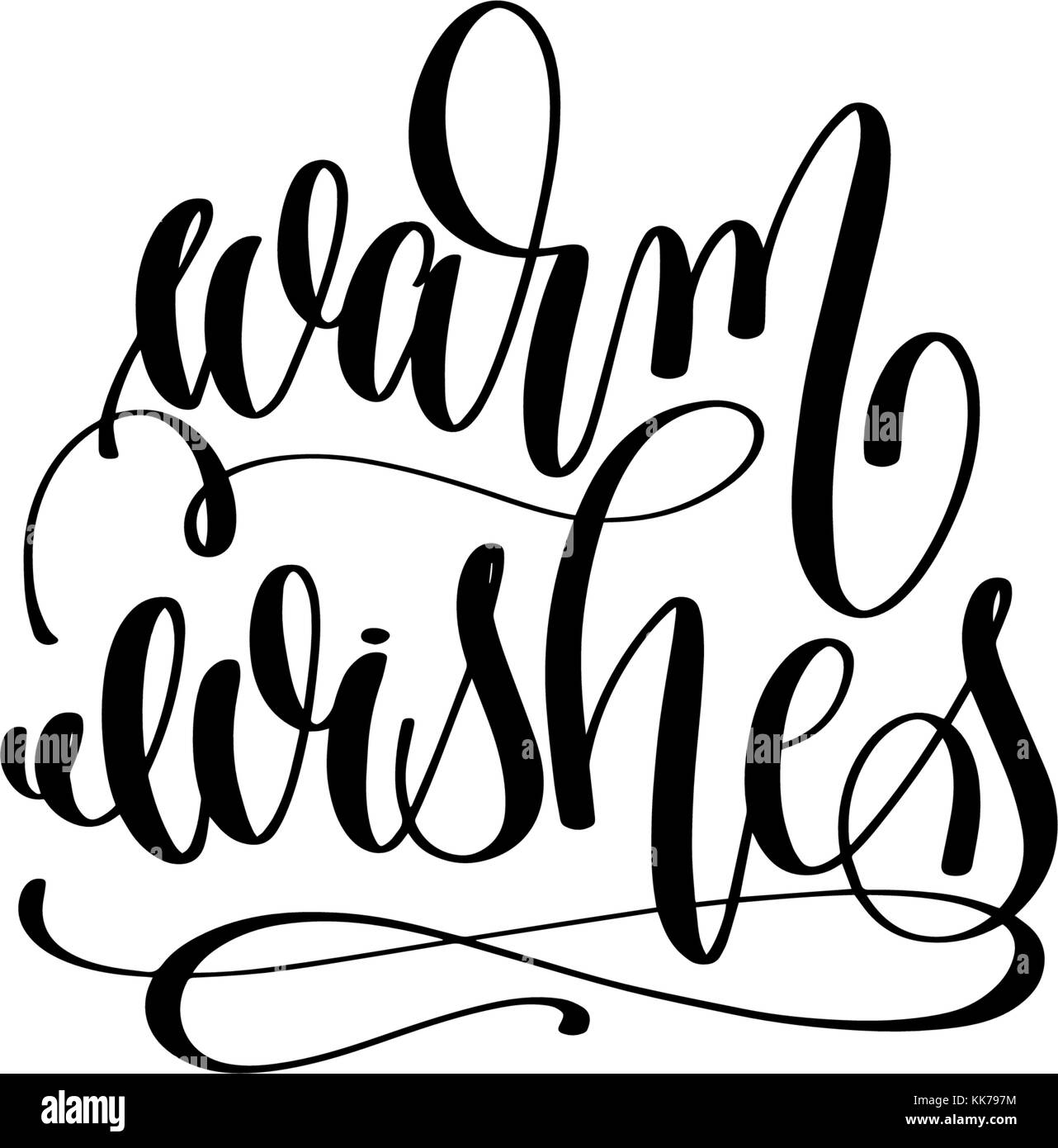 warm wishes - hand lettering black ink phrase to christmas holid Stock ...