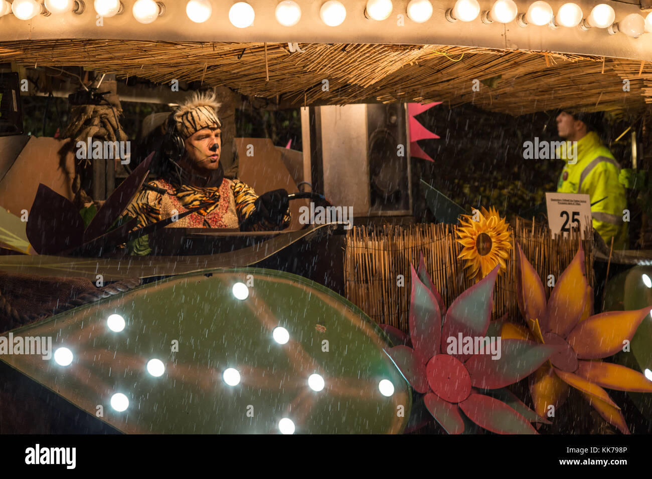 Glastonbury, United Kingdom, on the evening of the 18th November 2017, Eclipse Carnival Club float 'The Adventures Of Mowgli' takes part in the Glasto Stock Photo