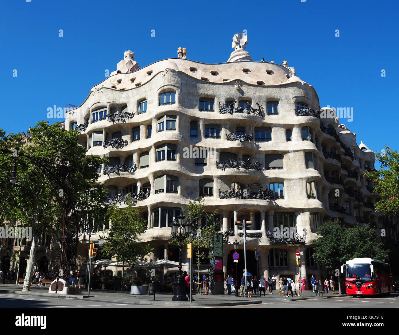 View of Casa Mila or La Pedrera in Barcelona, Spain Stock Photo - Alamy