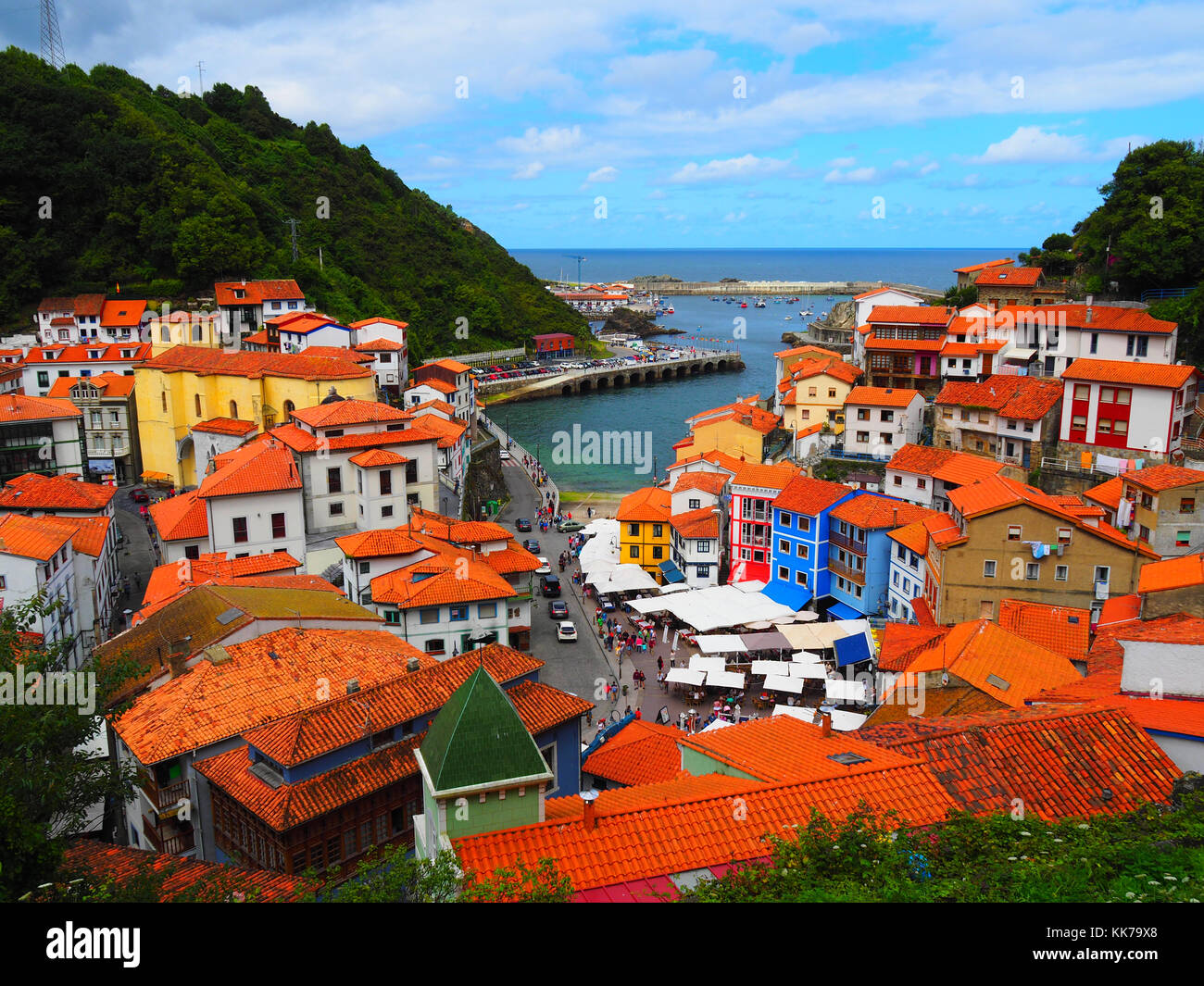 Landscape of the village of Cudillero in Asturias, Spain Stock Photo