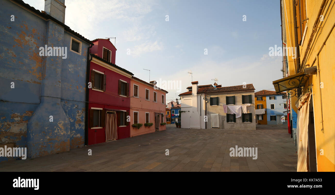 Burano in Italy is an island near Venice famous for its colorful houses Stock Photo
