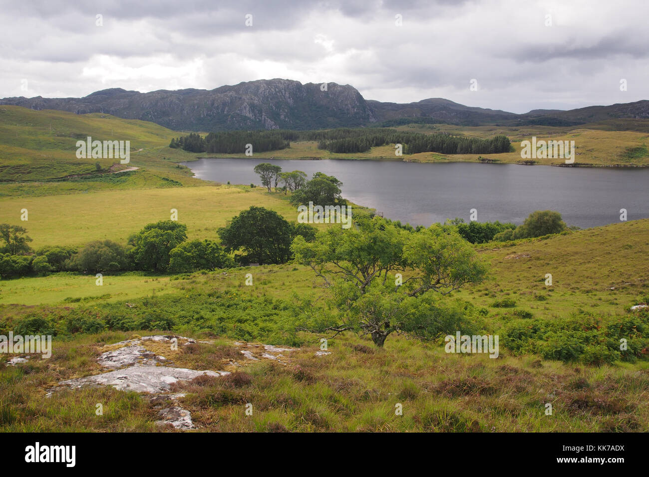 View over Loch Kernsary near Poolewe, Scotland Stock Photo