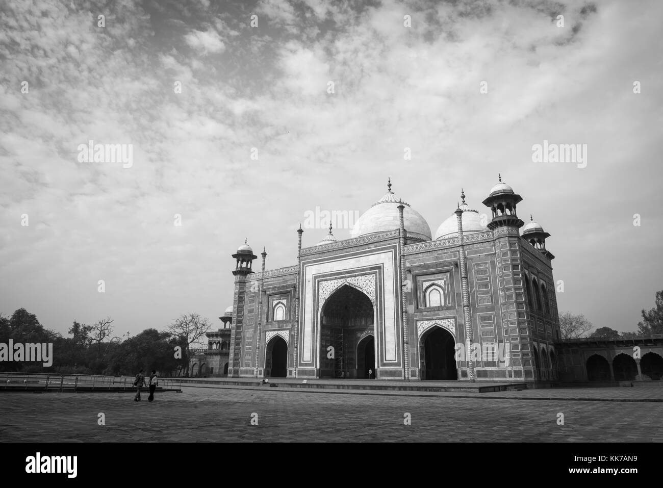 AGRA, INDIA - MARCH 17, 2016: Black and white picture of Mughal ...