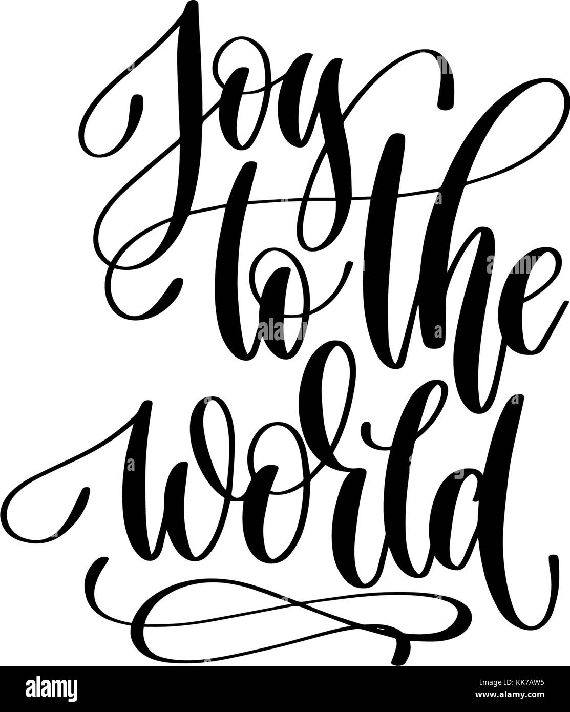 joy to the world hand lettering celebration quote to winter ho Stock