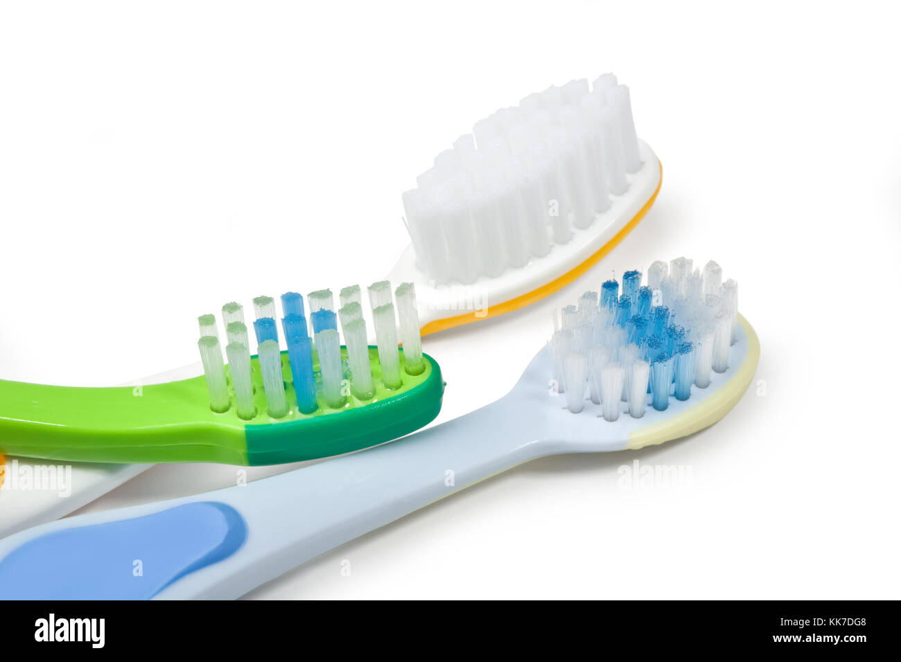 Colorful toothbrushes on white background with copy space Stock Photo ...