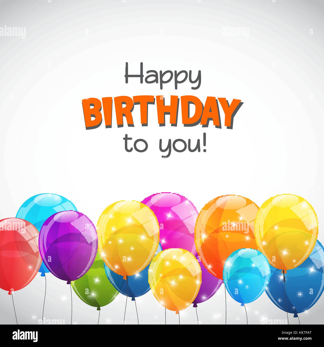 Color Glossy Happy Birthday Balloons Banner Background Vector 