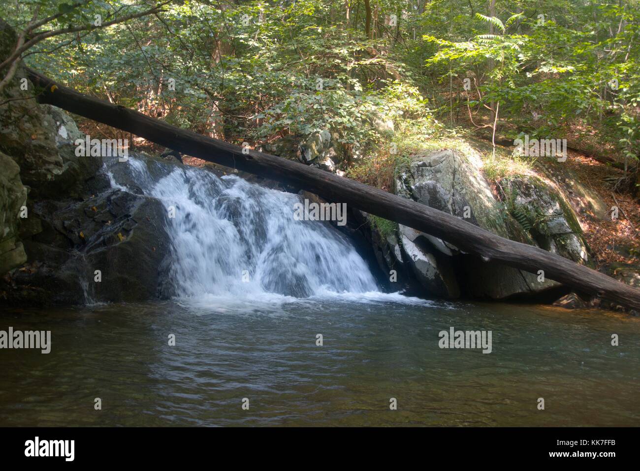 small waterfall near the Maryland/Pennsylvania state border Stock Photo