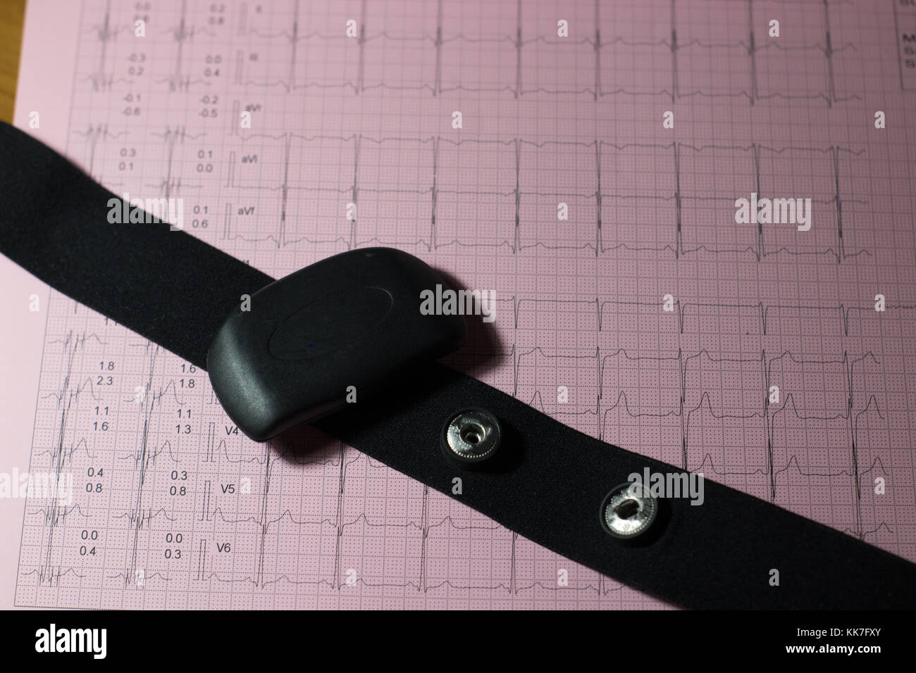 ecg sheet and heart rate monitor with chest strap heart pulse Stock
