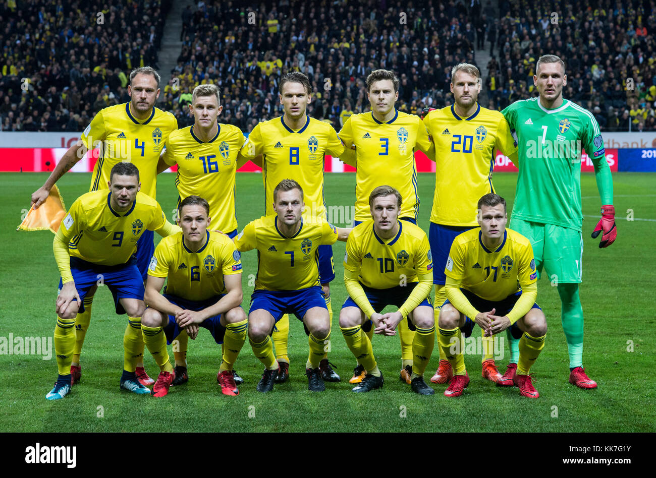Stockholm 2017 11 10 World Cup Qualifier match Sweden - Italy -  In the picture  Team Sweden Stock Photo