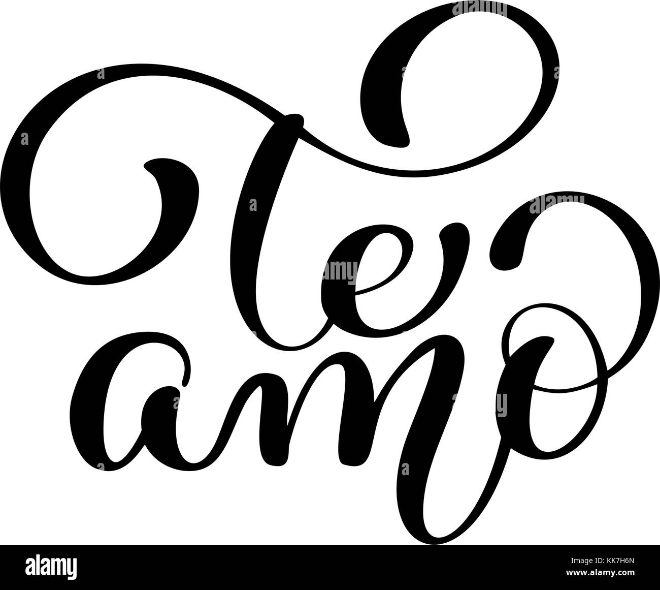 Te Amo love you Spanish text calligraphy vector lettering for Valentine