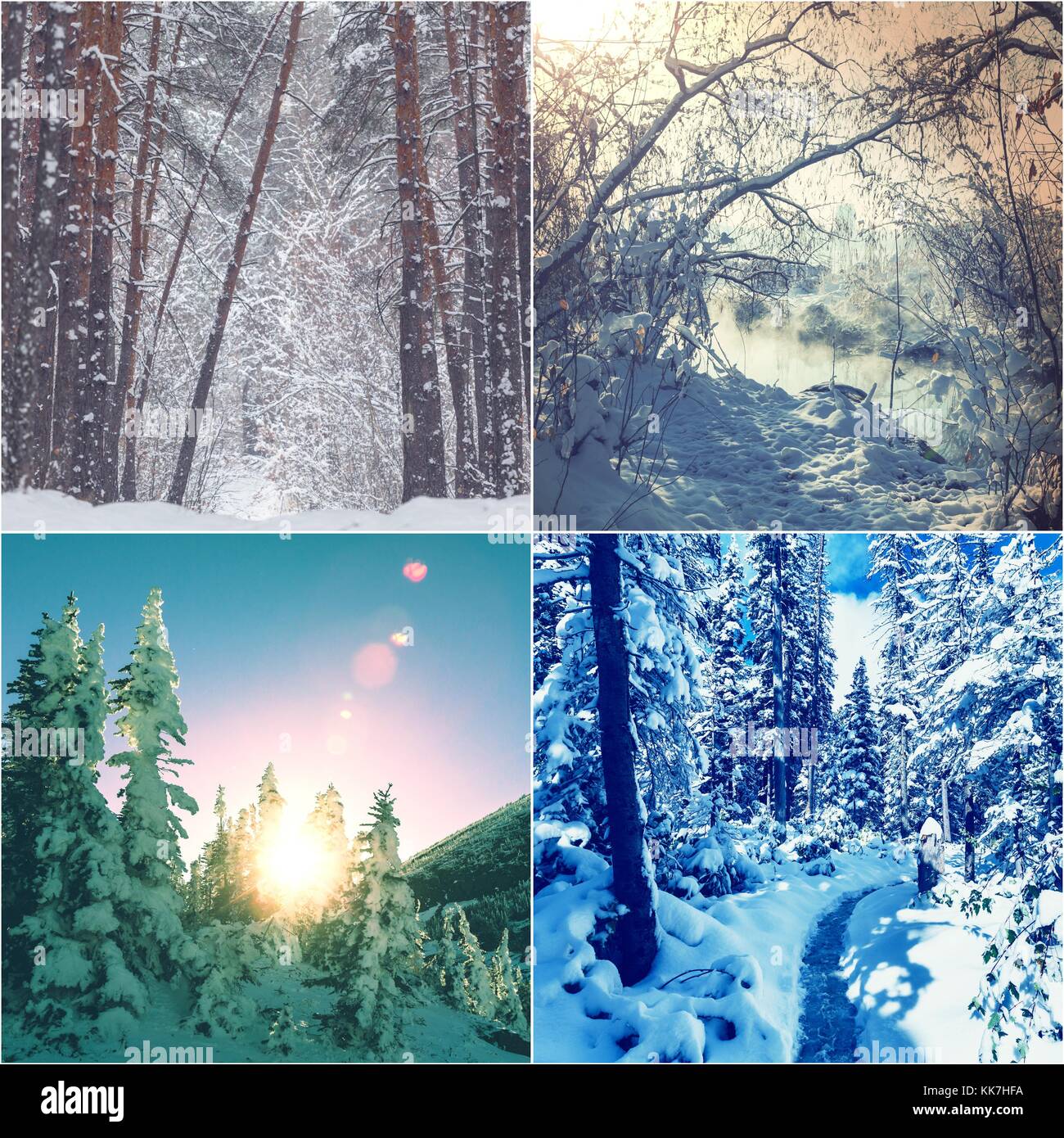 winter vacation collage Stock Photo - Alamy