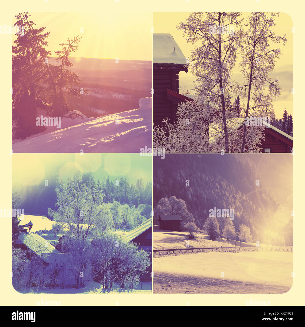 winter vacation collage Stock Photo - Alamy