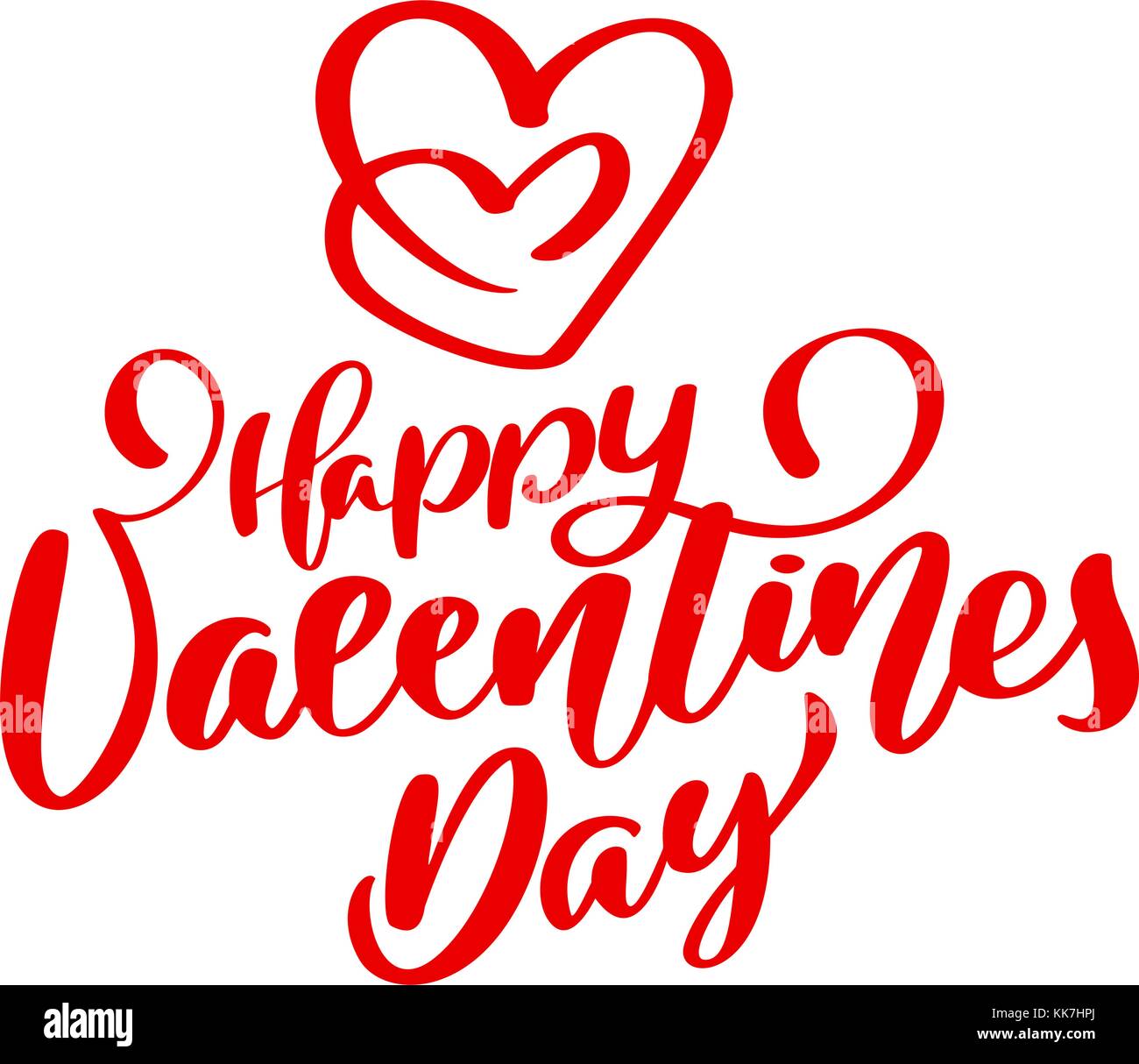 red Happy Valentines Day typography poster with handwritten calligraphy ...