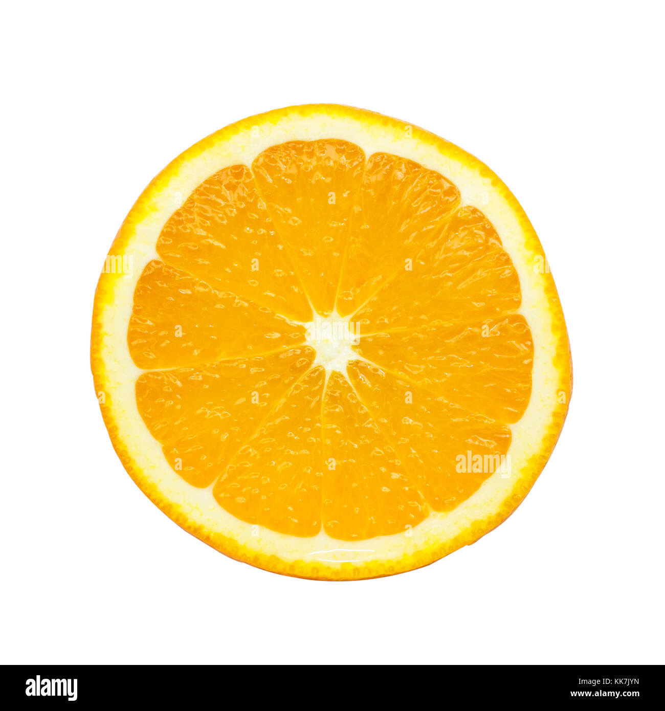 Slice of orange isolated on white background. Stock Photo