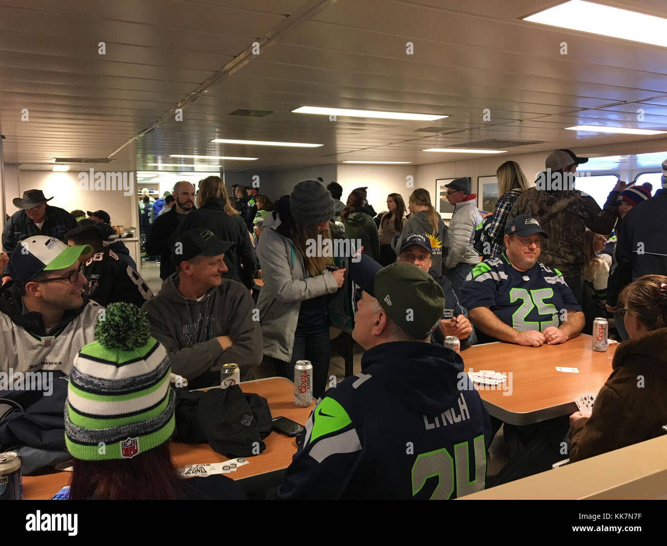 The Chimacum was full of 12s on the 1:45 p.m. Bremertton to Seattle sailing for Monday Night Football in Seattle. 12s in the galley 38570222641 o Stock Photo