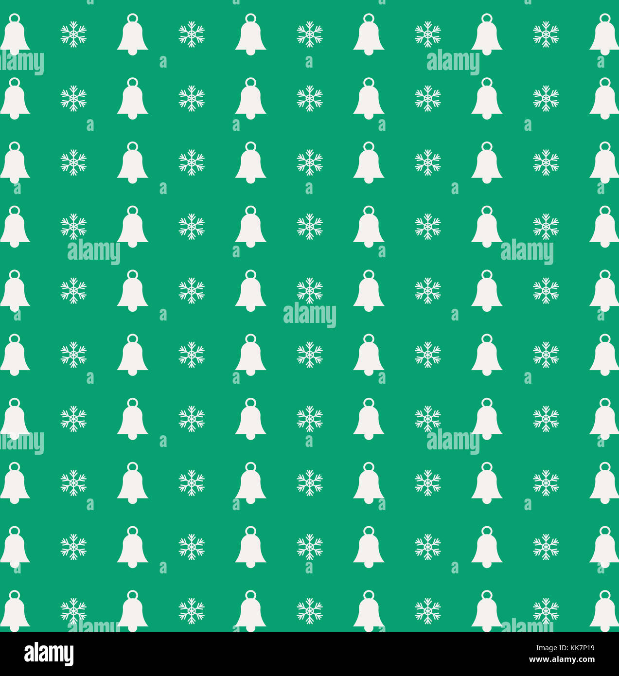 Christmas and new year seamless pattern with white snowflakes and bells ...