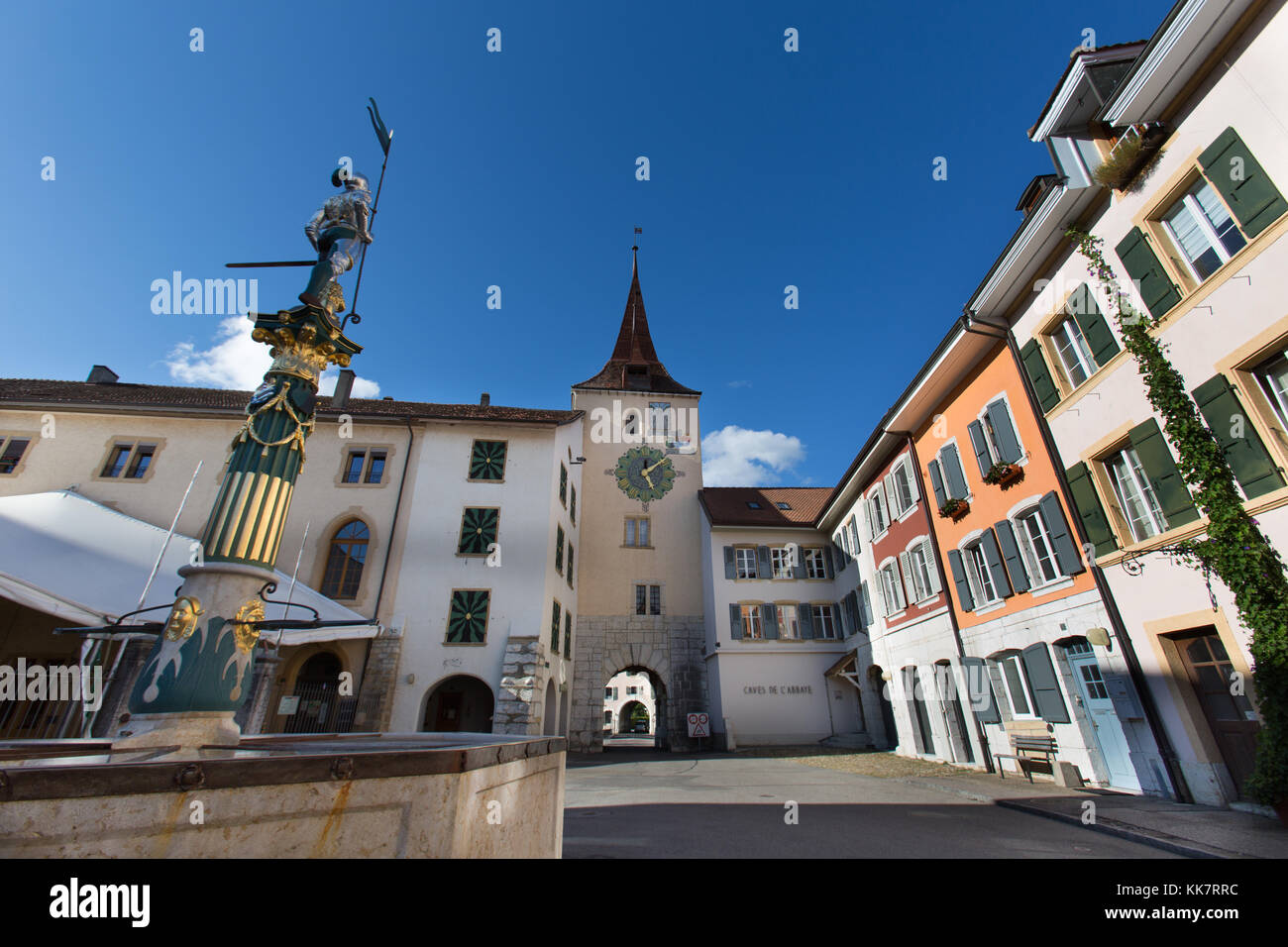 Town of Le Landeron, Switzerland. Picturesque view of the northern